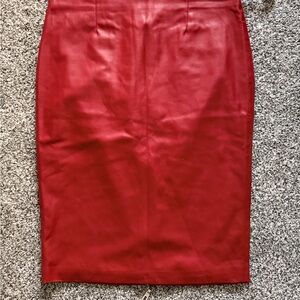 Velana Red Leather Pencil Skirt Made in Europe Vintage XL
